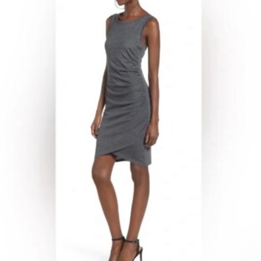 Leith Gray Ruched Midi Dress